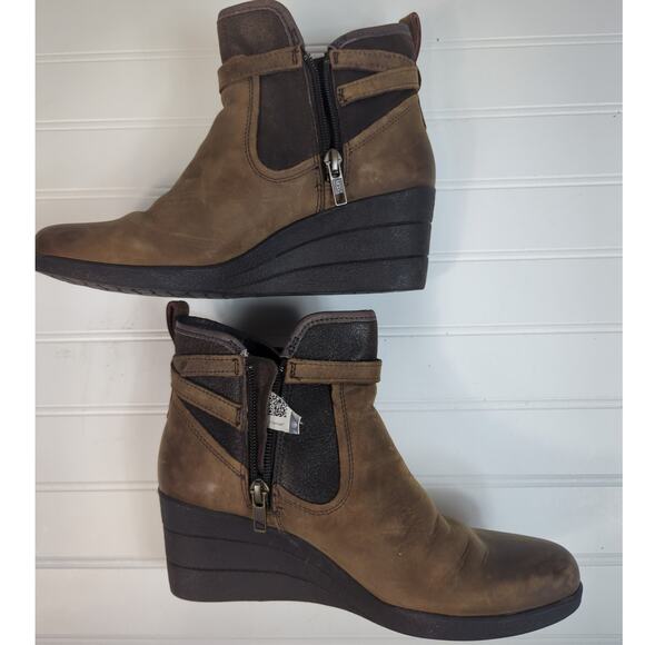 UGG Australia Emalie Stout Waterproof Wedge Ankle Boot Brown 7 - Picture 3 of 11
